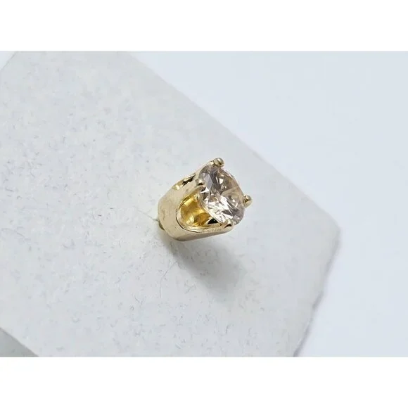 Single 14K Solid Yellow Gold Designer Round Diamond Screw Back Stud Earring